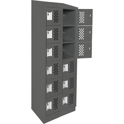 Clean-Line Perforated Lockerette, 6 -tier, Bank of 2, 15" x 72" x 12", Steel GTA Hardware Inc