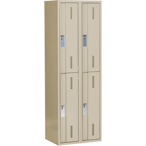 Concorde Heavy-Duty Lockers, 2 -tier, Bank of 2, 24" x 18" x 72", Steel, Beige, Welded (Assembled) GTA Hardware Inc