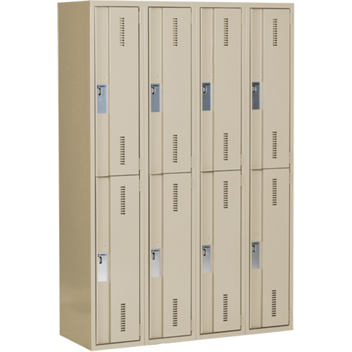Concorde Heavy-Duty Lockers, 2 -tier, Bank of 4, 48" x 18" x 72", Steel, Beige, Welded (Assembled) GTA Hardware Inc