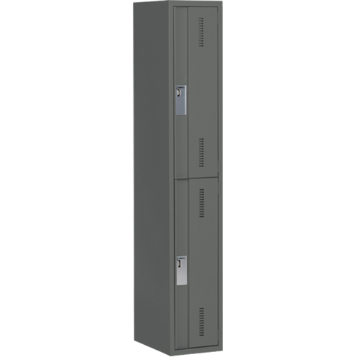 Concorde Heavy-Duty Lockers, 2 -tier, 12" x 18" x 72", Steel, Charcoal, Welded (Assembled) GTA Hardware Inc