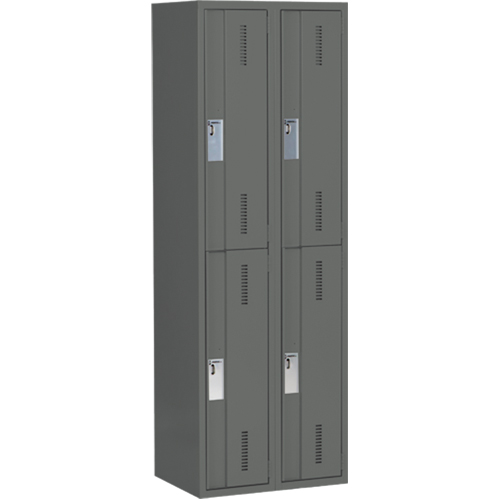 Concorde Heavy-Duty Lockers, 2 -tier, Bank of 2, 24" x 18" x 72", Steel, Charcoal, Welded (Assembled) GTA Hardware Inc