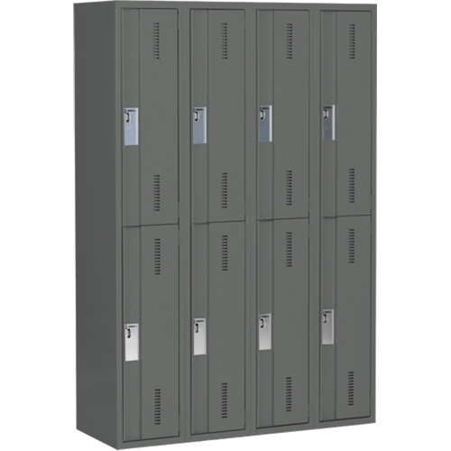 Concorde Heavy-Duty Lockers, 2 -tier, Bank of 4, 48" x 18" x 72", Steel, Charcoal, Welded (Assembled) GTA Hardware Inc