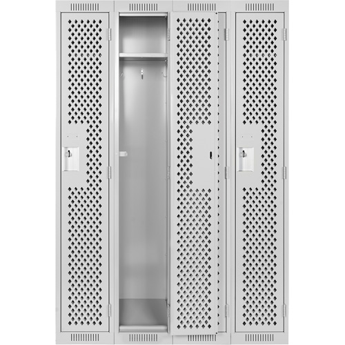 Clean Line Lockers, Bank of 4, 48" x 15" x 72", Steel, Grey, Rivet (Assembled), Perforated GTA Hardware Inc