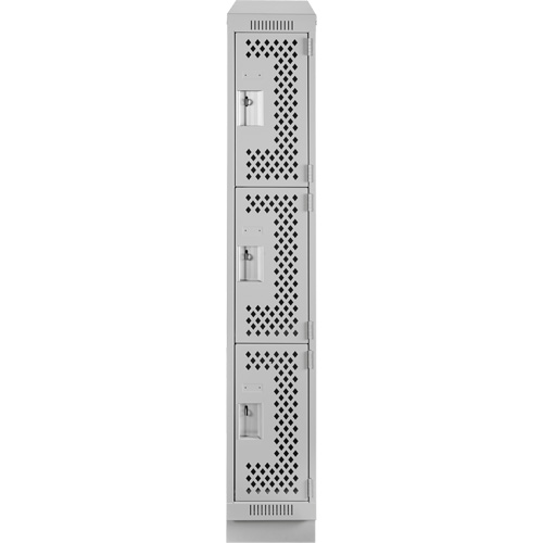Casiers Clean Line, 3 niveaux, 12" x 12" x 72", Acier, Gris, Rivet (assembl&eacute;), Perfor&eacute; GTA Hardware Inc