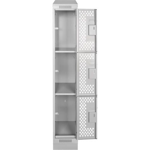 Casiers Clean Line, 3 niveaux, 12" x 12" x 72", Acier, Gris, Rivet (assembl&eacute;), Perfor&eacute; GTA Hardware Inc