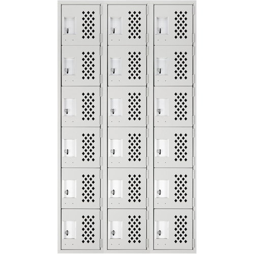 Clean Line Lockerettes, 6 -tier, Bank of 3, 18" x 72" x 12", Steel GTA Hardware Inc