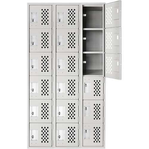 Clean Line Lockerettes, 6 -tier, Bank of 3, 18" x 72" x 12", Steel GTA Hardware Inc