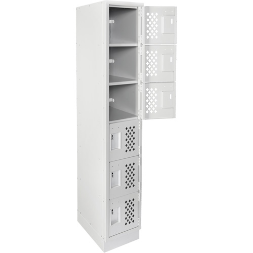 Assembled Lockerettes Clean Line Perforated Economy Lockers, 6 -tier, 18" x 72" x 12", Steel GTA Hardware Inc