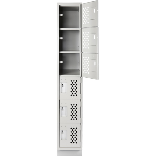 Assembled Lockerettes Clean Line Perforated Economy Lockers, 6 -tier, 18" x 72" x 12", Steel GTA Hardware Inc
