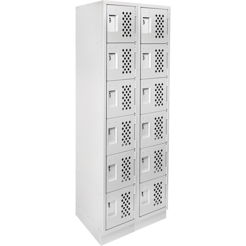 Assembled Lockerettes Clean Line Perforated Economy Lockers, 6 -tier, Bank of 2, 18" x 72" x 12", Steel GTA Hardware Inc