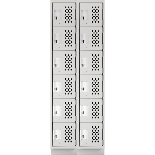 Assembled Lockerettes Clean Line Perforated Economy Lockers, 6 -tier, Bank of 2, 18" x 72" x 12", Steel GTA Hardware Inc