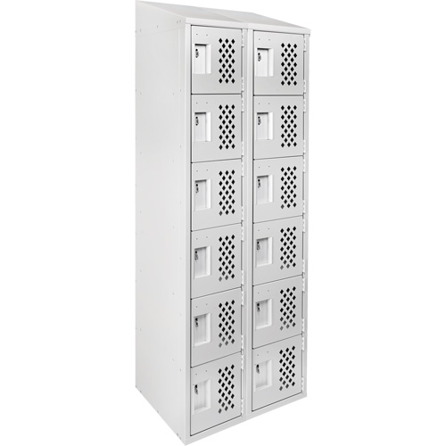 Assembled Lockerettes Clean Line Perforated Economy Lockers, 6 -tier, Bank of 2, 18" x 72" x 12", Steel GTA Hardware Inc