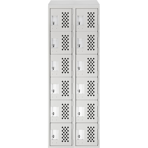 Assembled Lockerettes Clean Line Perforated Economy Lockers, 6 -tier, Bank of 2, 18" x 72" x 12", Steel GTA Hardware Inc
