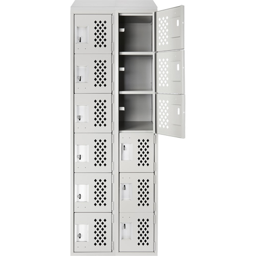 Assembled Lockerettes Clean Line Perforated Economy Lockers, 6 -tier, Bank of 2, 18" x 72" x 12", Steel GTA Hardware Inc
