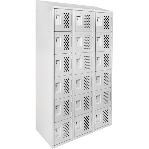 Assembled Lockerettes Clean Line Perforated Economy Lockers, 6 -tier, Bank of 3, 18" x 72" x 12", Steel GTA Hardware Inc