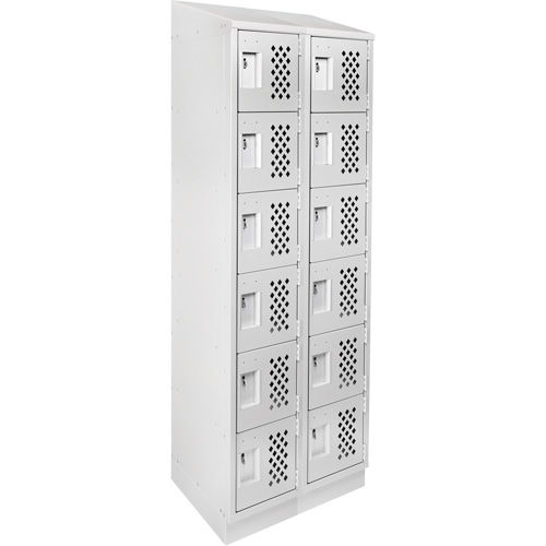 Assembled Lockerettes Clean Line Perforated Economy Lockers, 6 -tier, Bank of 2, 18" x 72" x 12", Steel GTA Hardware Inc