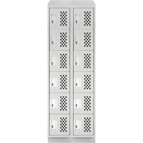 Assembled Lockerettes Clean Line Perforated Economy Lockers, 6 -tier, Bank of 2, 18" x 72" x 12", Steel GTA Hardware Inc