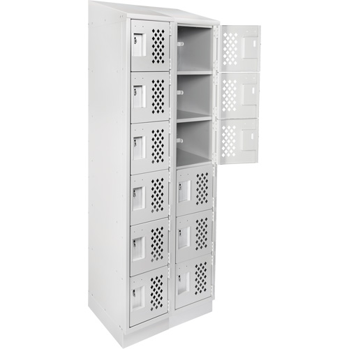 Assembled Lockerettes Clean Line Perforated Economy Lockers, 6 -tier, Bank of 2, 18" x 72" x 12", Steel GTA Hardware Inc