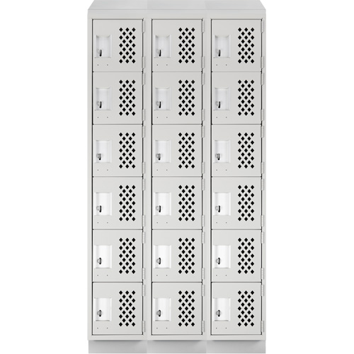 Assembled Lockerettes Clean Line Perforated Economy Lockers, 6 -tier, Bank of 3, 18" x 72" x 12", Steel GTA Hardware Inc