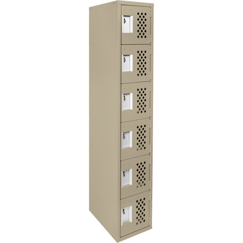 Assembled Lockerettes Clean Line Perforated Economy Lockers, 6 -tier, 18" x 72" x 12", Steel GTA Hardware Inc