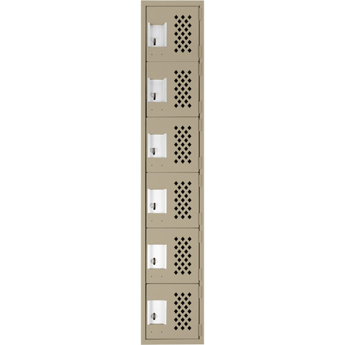 Assembled Lockerettes Clean Line Perforated Economy Lockers, 6 -tier, 18" x 72" x 12", Steel GTA Hardware Inc