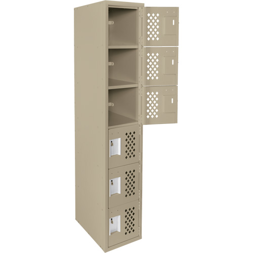 Assembled Lockerettes Clean Line Perforated Economy Lockers, 6 -tier, 18" x 72" x 12", Steel GTA Hardware Inc