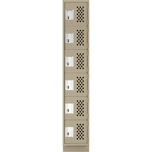 Assembled Lockerettes Clean Line Perforated Economy Lockers, 6 -tier, 18" x 72" x 12", Steel GTA Hardware Inc