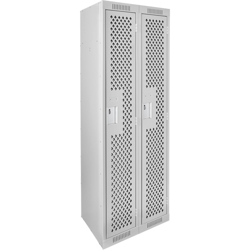 Casiers Clean Line, 2 niveaux, 12" x 12" x 72", Acier, Gris, Rivet (assembl&eacute;), Perfor&eacute; GTA Hardware Inc
