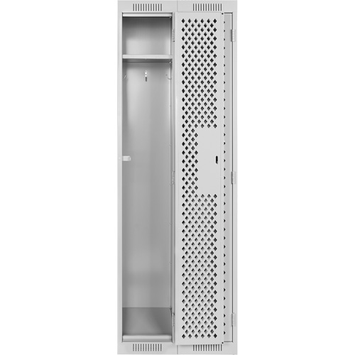 Casiers Clean Line, 2 niveaux, 12" x 12" x 72", Acier, Gris, Rivet (assembl&eacute;), Perfor&eacute; GTA Hardware Inc