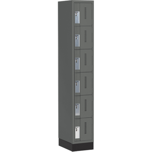 Concorde Heavy-Duty Lockers, 6 -tier, 12" x 18" x 76", Steel, Charcoal, Welded (Assembled) GTA Hardware Inc