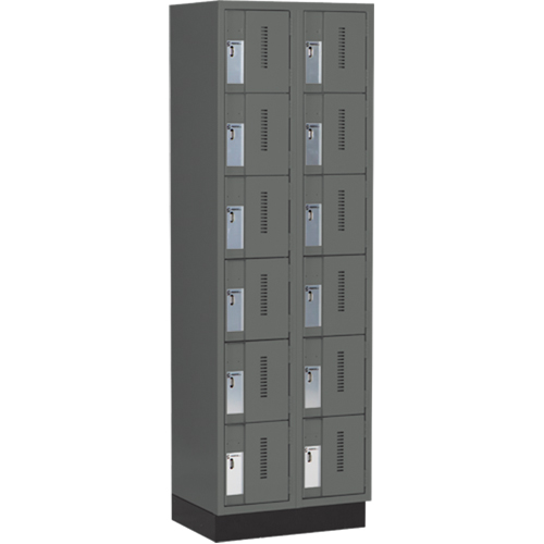 Concorde Heavy-Duty Lockers, 6 -tier, Bank of 2, 24" x 18" x 76", Steel, Charcoal, Welded (Assembled) GTA Hardware Inc