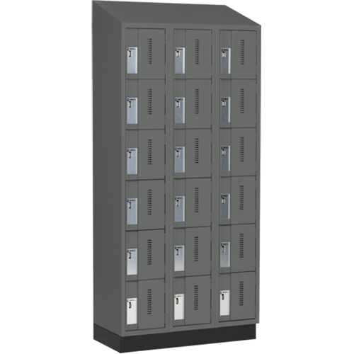 Concorde Heavy-Duty Lockers, 6 -tier, Bank of 3, 36" x 18" x 82", Steel, Charcoal, Welded (Assembled) GTA Hardware Inc