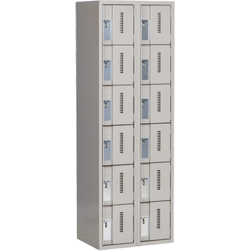 Concorde Heavy-Duty Lockers, 6 -tier, Bank of 2, 24" x 18" x 72", Steel, Grey, Welded (Assembled) GTA Hardware Inc