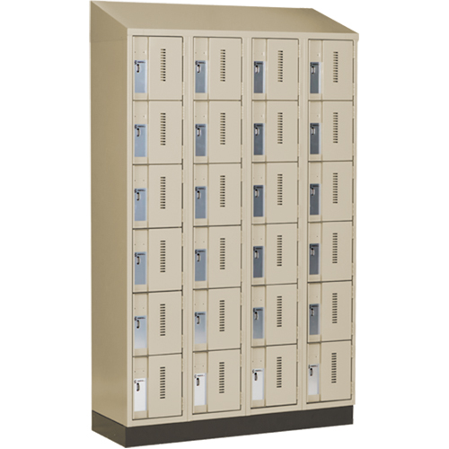 Concorde Heavy-Duty Lockers, 6 -tier, Bank of 4, 48" x 18" x 82", Steel, Beige, Welded (Assembled) GTA Hardware Inc