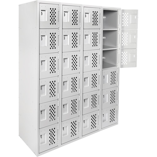 Petits casiers Clean Line, 6 niveaux, Bloc de 4, 18" x 72" x 12", Acier GTA Hardware Inc