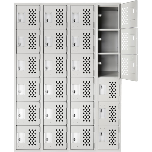 Petits casiers Clean Line, 6 niveaux, Bloc de 4, 18" x 72" x 12", Acier GTA Hardware Inc