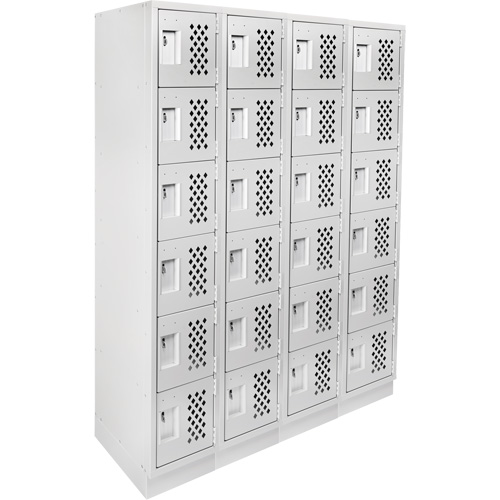 Assembled Clean Line Perforated Economy Lockers, 6 -tier, Bank of 4, 18" x 72" x 12", Steel GTA Hardware Inc