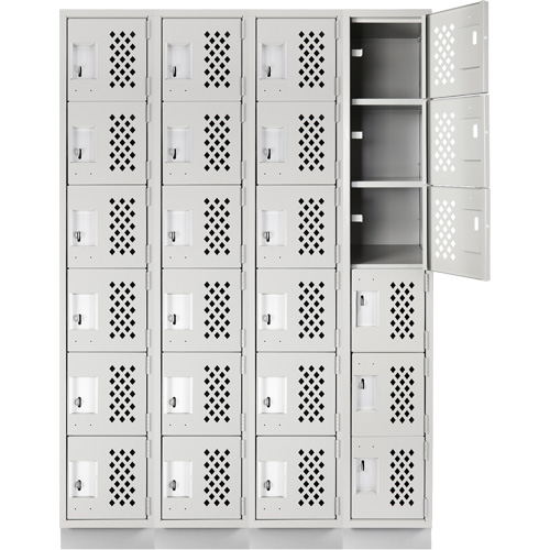 Assembled Clean Line Perforated Economy Lockers, 6 -tier, Bank of 4, 18" x 72" x 12", Steel GTA Hardware Inc