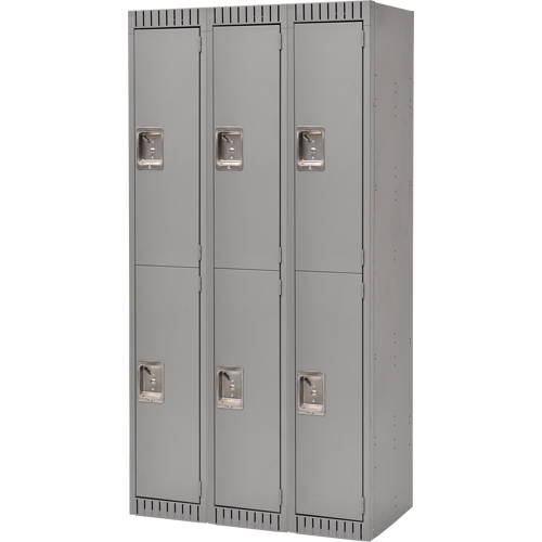 Casiers, 2 niveaux, Bloc de 3, 36" x 18" x 72", Acier, Gris, D&eacute;mont&eacute; GTA Hardware Inc