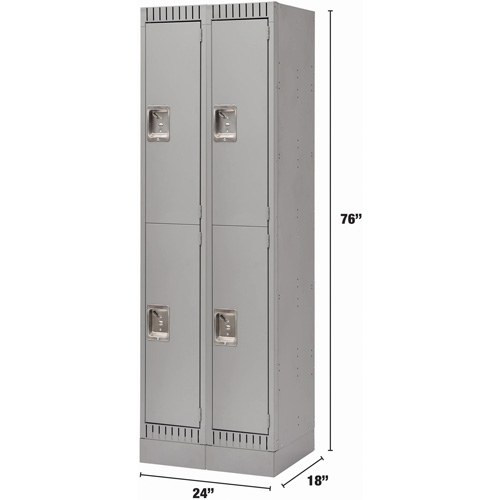 Casiers, 2 niveaux, Bloc de 2, 24" x 18" x 76", Acier, Gris, D&eacute;mont&eacute; GTA Hardware Inc