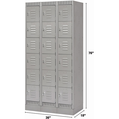 Casiers, 6 niveaux, Bloc de 3, 36" x 18" x 76", Acier, Gris, D&eacute;mont&eacute; GTA Hardware Inc