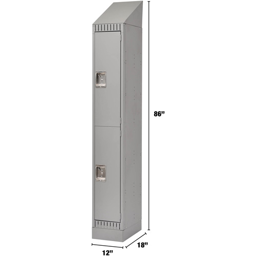 Lockers, 2 -tier, 12" x 18" x 86", Steel, Grey, Knocked Down GTA Hardware Inc