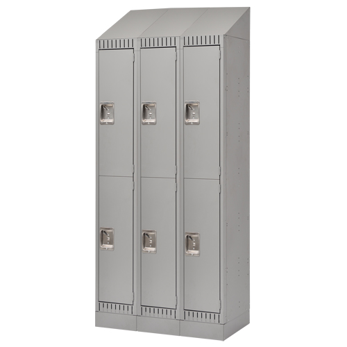 Casiers, 2 niveaux, Bloc de 3, 36" x 18" x 86", Acier, Gris, D&eacute;mont&eacute; GTA Hardware Inc