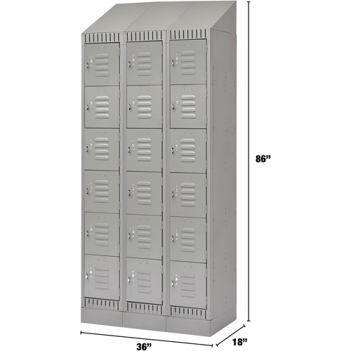 Casiers, 6 niveaux, Bloc de 3, 36" x 18" x 86", Acier, Gris, D&eacute;mont&eacute; GTA Hardware Inc
