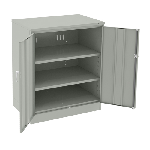 Armoire &agrave; hauteur de comptoir de luxe, Acier, 2 Tablettes, 42" h x 36" la x 24" P, Gris p&acirc;le GTA Hardware Inc