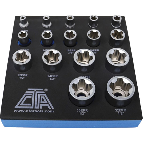 Jeu de douilles TORX EPR &agrave; 5 pans, 16 Morceaux, Prise de 1/2"/1/4"/3/8" GTA Hardware Inc
