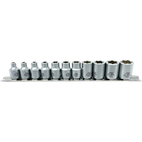 Flat-Cut E-"Star" Socket Set, 11 Pieces, 3/8" Drive Size GTA Hardware Inc