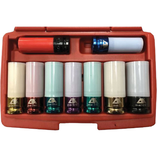 Jeu de douilles &agrave; chocs principales &agrave; paroi mince, 9 Morceaux, Prise de 1/2" GTA Hardware Inc