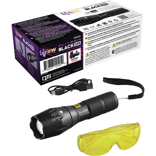 Lampe UV rechargeable pour la d&eacute;tection des fuites UView Phazer BLACK 395 GTA Hardware Inc