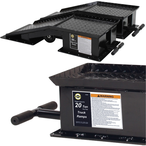 Rampes pour camions lourds avec longue poign&eacute;e en T, Capacit&eacute; 40 000 lb, 45" lo, 13-1/2" la, Hauteur de 9-19/50" GTA Hardware Inc